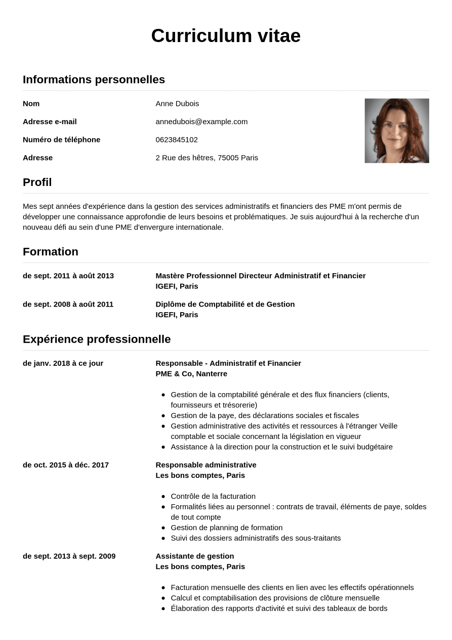Exemple De CV De Responsable Administratif CV fr Exemple De CV De Responsable Administratif CV fr