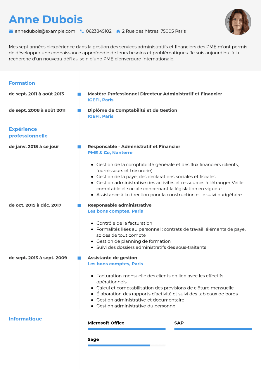 Exemple De CV De Responsable Administratif CV fr Exemple De CV De Responsable Administratif CV fr