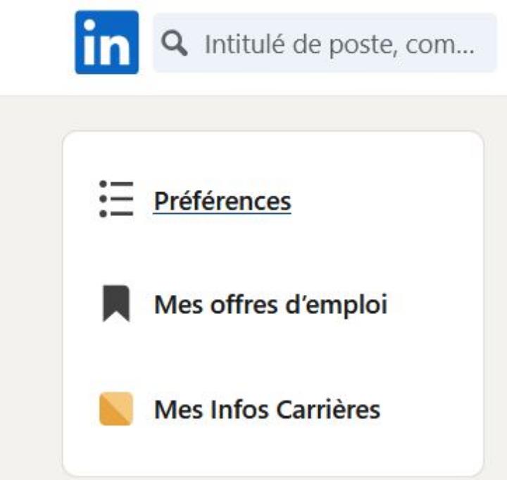 « Offres d’emploi », cliquez sur « Préférences »