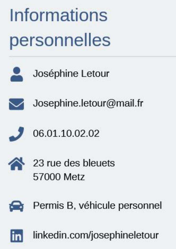 Où placer les informations personnelles sur le CV ?