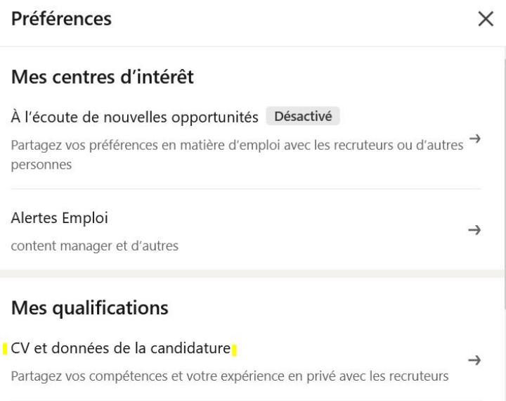 CV et données de candidature